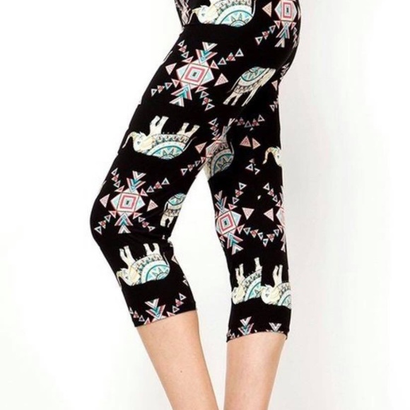 Multi Elephant CAPRI Peachskin Leggings One Size - Picture 1 of 4